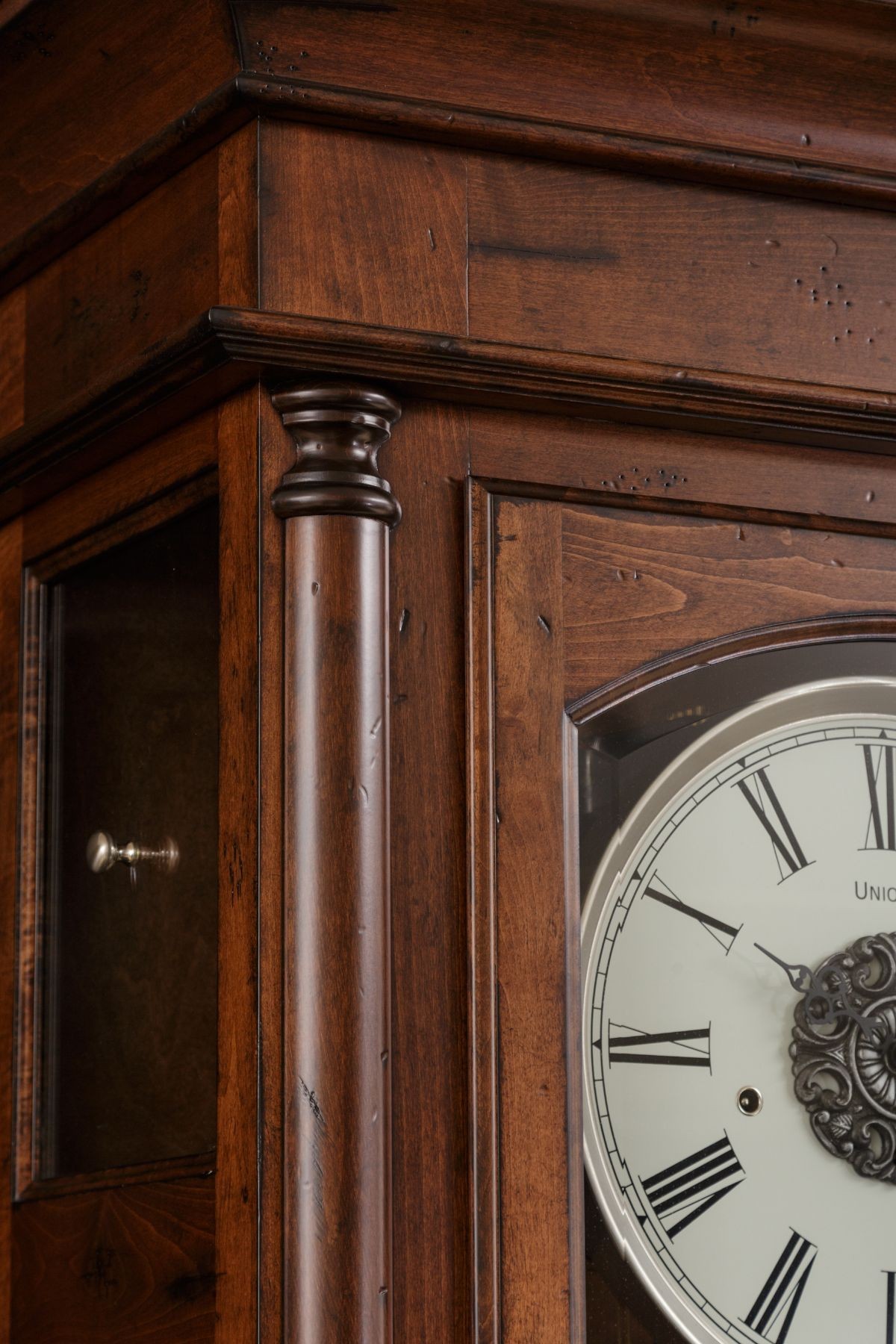amish grandfather clock molding detail