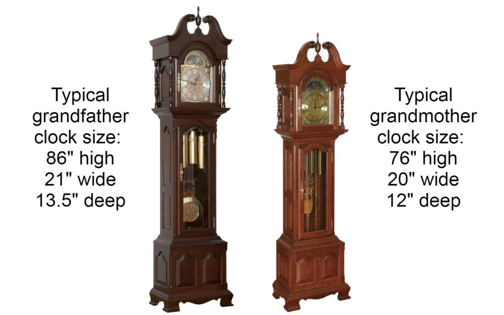 grandmother clock size comparison