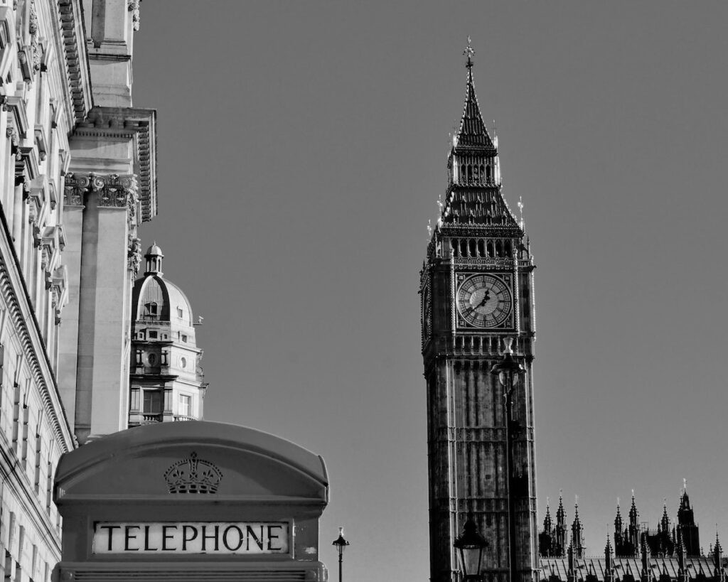 Big Ben in London England, with beautiful architecture in the surroundings. Specially designed for this location in London, it is the most photographed custom clock in the world.