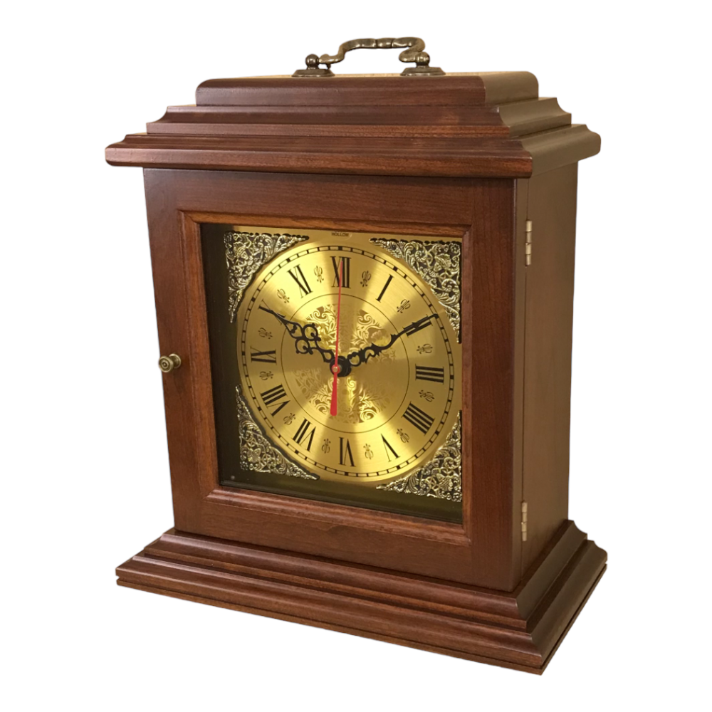 amish mantel clock with gold dial