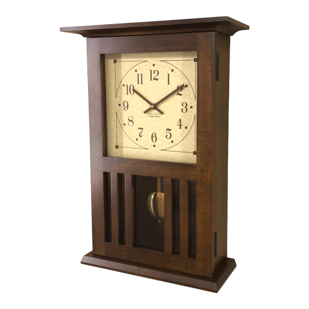 amish made wall clock custom brown maple