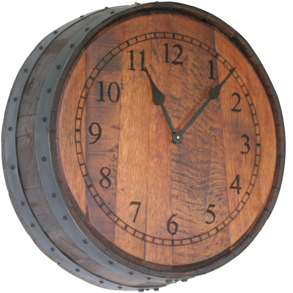 amish whiskey barrel wall clock battery operated