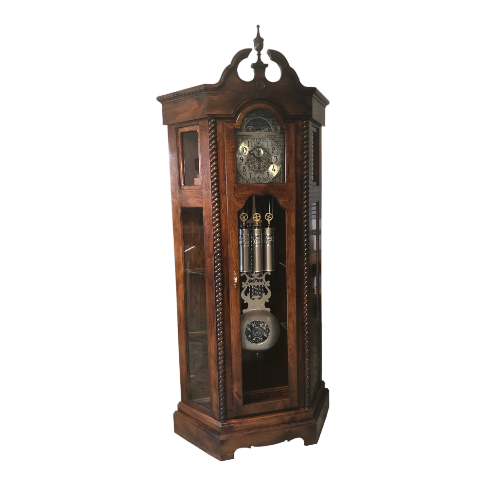 amish custom grandfather clock curio cabinet