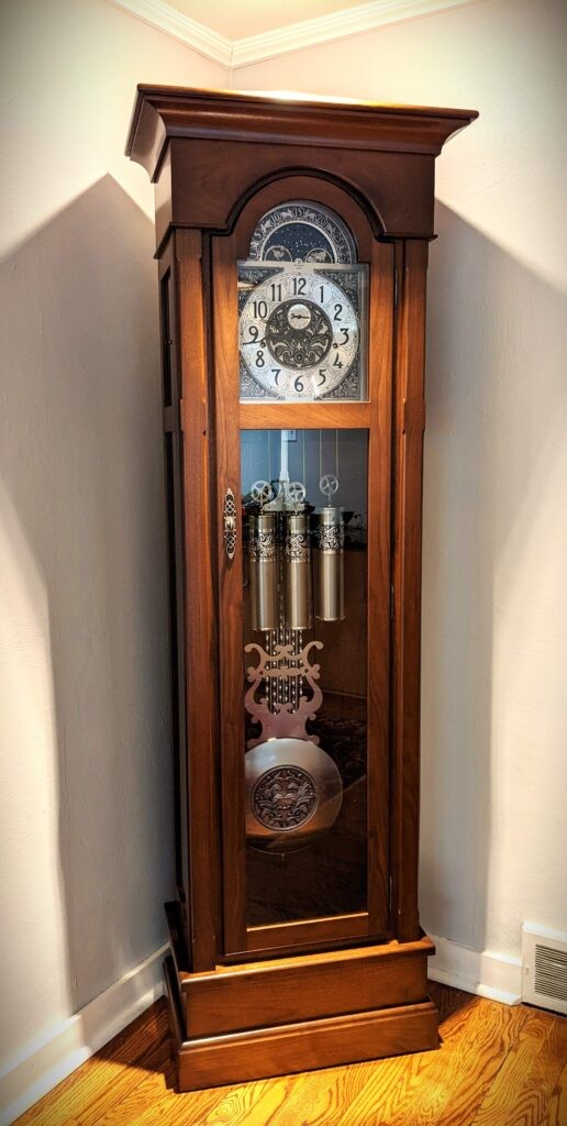 Handmade Amish Grandfather Clock, Handmade Grandfather Clock with triple chimes and moon dial